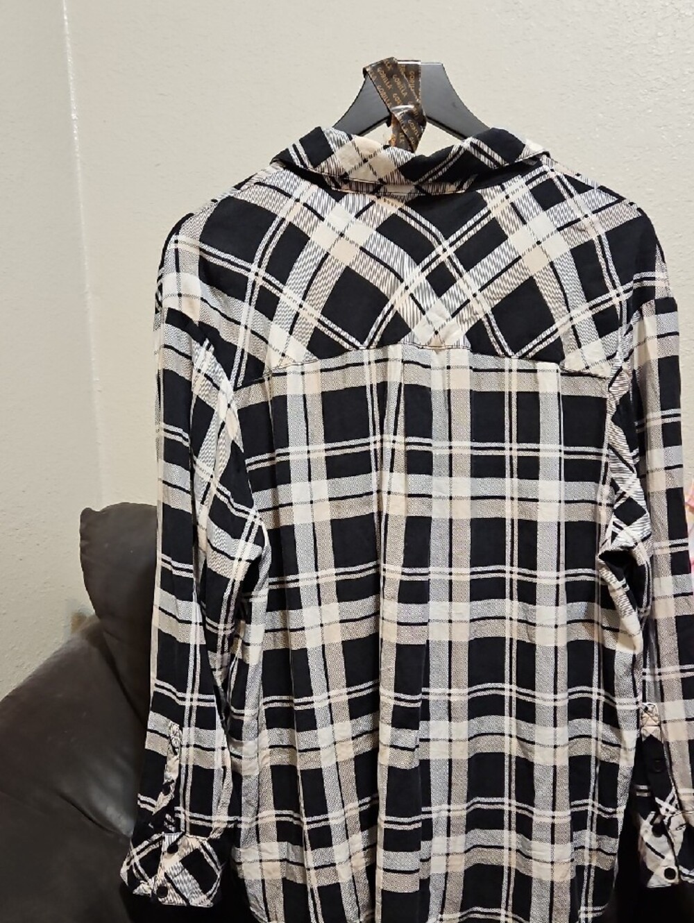torrid Black and Cream Plaid Shirt - Picture 4 of 8